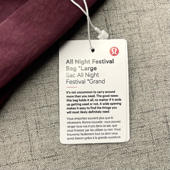 Lululemon All Night Festival Bag Large 10L Cassis Nwt Fits a Laptop - Picture 9 of 9